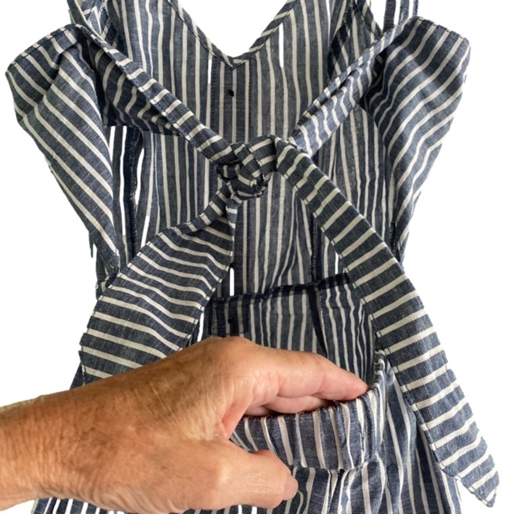 Rachel Roy Jumpsuit Cropped Blue and White Stripe Womens Size 6 - Picture 5 of 7